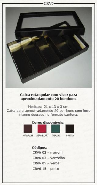 Caixa Retangular com visor p/ 20 bombons