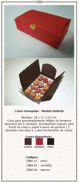 Caixa Retangular Modelo Ballotin p/ 500g