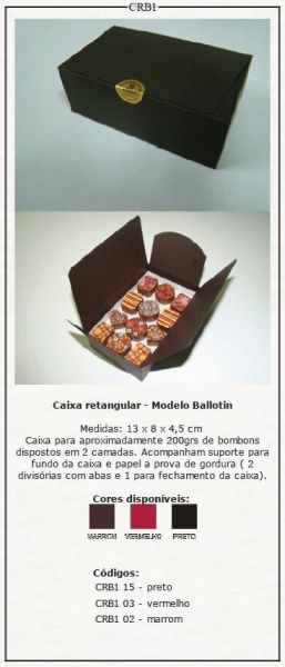 Caixa Retangular Modelo Ballotin p/ 200g