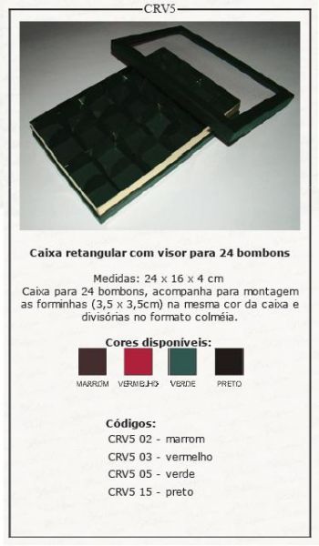 Caixa Retangular com visor p/ 24 bombons