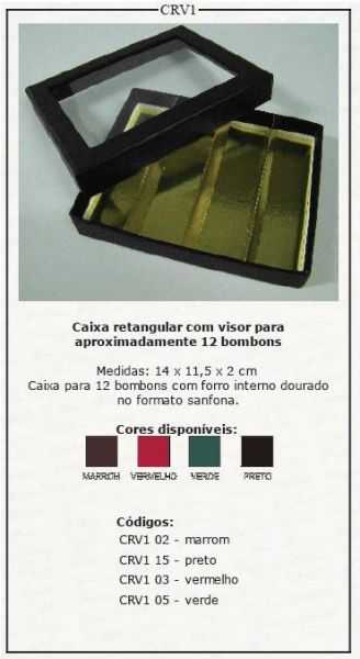 Caixa Retangular com visor p/ 12 bombons